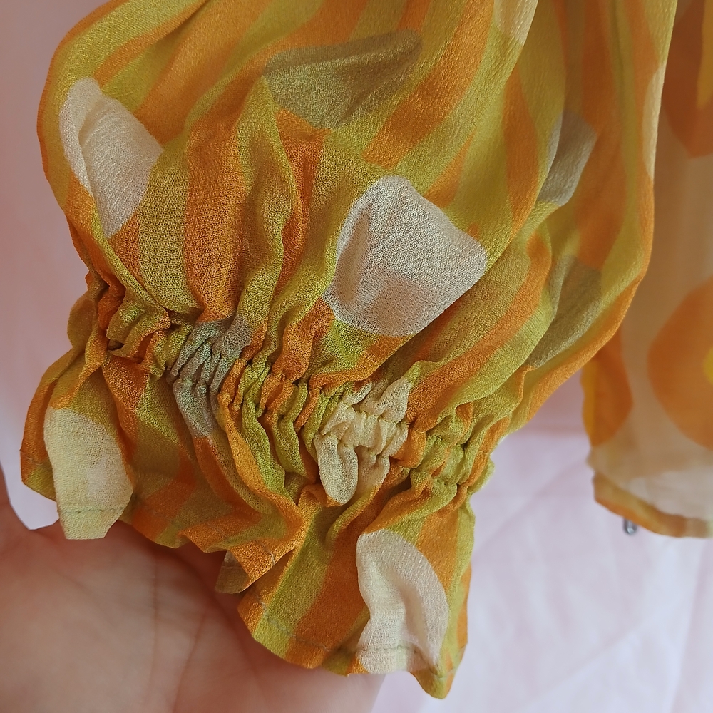 BL^NK LONDON MIRANDA PEASANT BOHO Yellow Patterned Women's Top BLIUSE . - Picture 9 of 15
